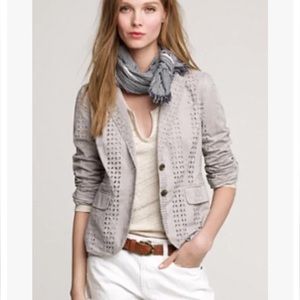 J Crew Cotton Eyelet schoolboy Blazer Grey 2